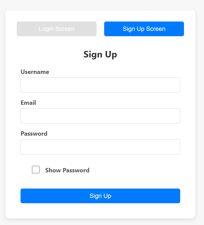 Login and new registration